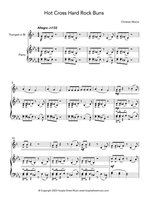 An Easy Arrangement Of The Nursery Tune Hot Cross Buns Complete With A