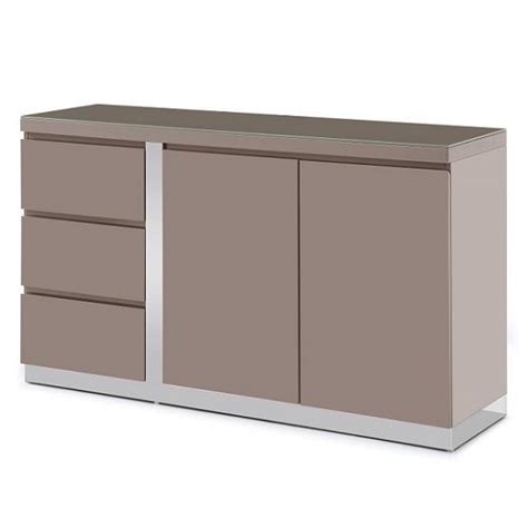 Cortina Glass Top Sideboard In Taupe High Gloss With 2 Doors Furniture In Fashion