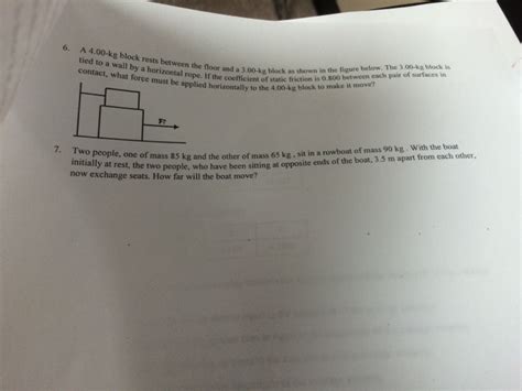 Solved A 4.00-kg block rests between the floor and a 3.00-kg | Chegg.com 