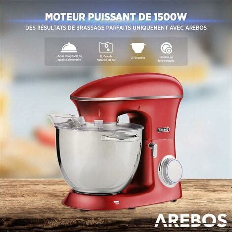 Arebos Robot P Tissier Professionnel W Rouge Robot De Cuisine