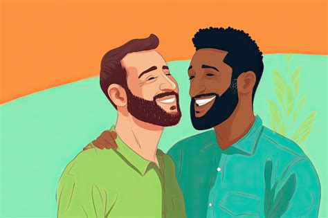 Premium Ai Image Generative Ai Illustration Of Smiling Couple Gay Lgbt Concept Positive And Joyful