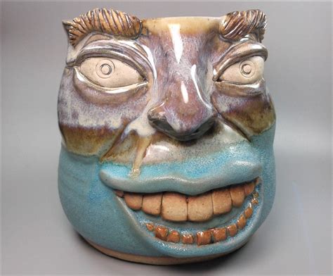 Mug Large Turquoise And Rutile Blue Face Mug With Big Mouth Etsy