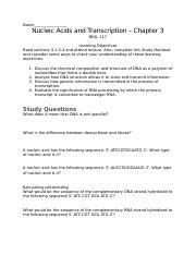 Understanding Nucleic Acids And Transcription Structure Course Hero