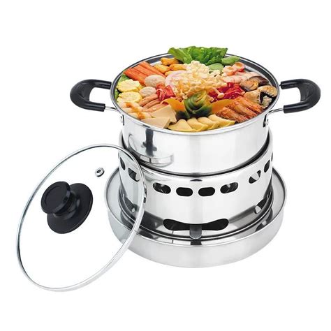 Stainless Steel Shabu Hot Pot With Alcohol Burner Lid China Pot And Alcohol Stove Price