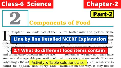 Class 6 Science Chapter 2 Components Of Food NCERT Explanation What Do