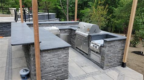 Steel Gray Leather Granite Outdoor Kitchen In Chatham Nj