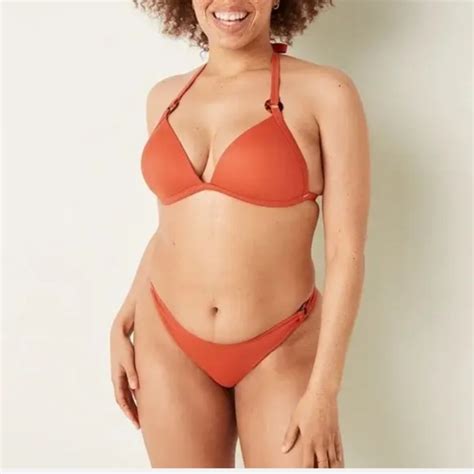 PINK Victoria S Secret Swim Vs Pink Amber Clay Size Large Bikini Top And Size Large Bikini