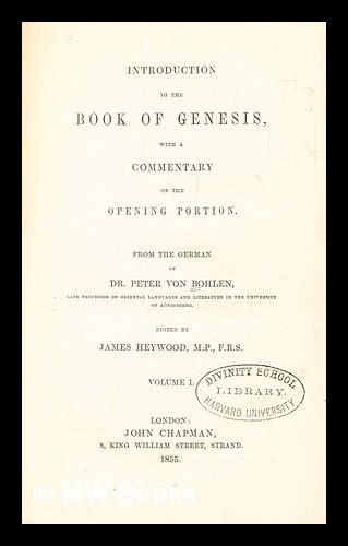 Introduction To The Book Of Genesis With A Commentary On The Opening Portion From The German