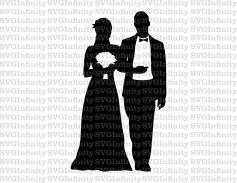 Wedding Couple Svg Bride And Groom Silhouette Just Married Etsy