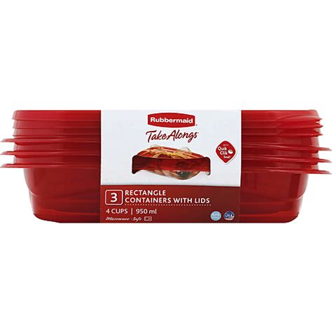 Rubbermaid Containers With Lids Rectangle 4 Cups 3 Ea Buehlers