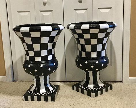 Painted Urn Planter One Whimsical Painted Planter Urn Black And