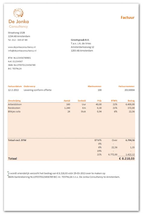 Excel Factuur Sjabloon Gratis Boekhouden In Excel