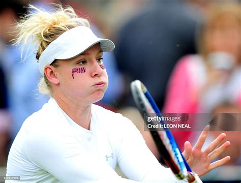 Us Player Bethanie Mattek Sands Returns The Ball As She Plays With Us