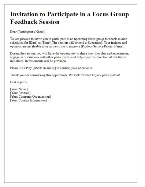 Letter Template For Focus Group Invitation Free Samples In Pdf Letterin
