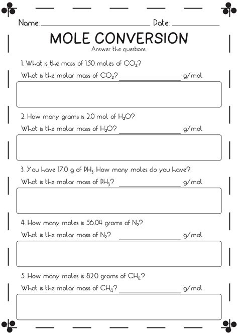 18 Best Images Of Mole Conversion Problems Worksheet Answers Mole