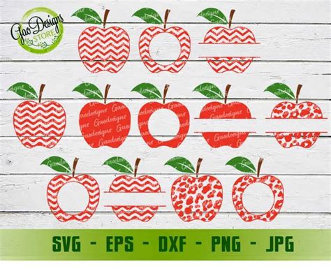 Apple Monogram Bundle Svg Apple For Teacher Svg Apple Svg Teacher Shirt Svg Apple Name Frame Svg