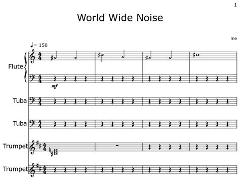 World Wide Noise Sheet Music For Flute Tuba Trumpet