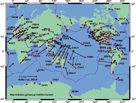 Present day plate motion vectors inferred from space geodesy, with... | Download Scientific Diagram