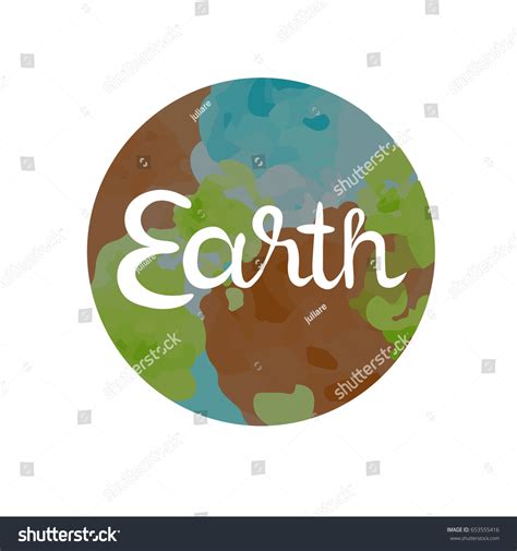 Earth Symbol Four Elements Lettering Isolated Stock Vector (Royalty ...