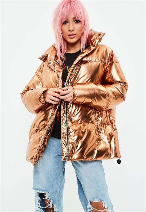 Missguided Gold Metallic Puffer Jacket Coats Jackets Women Jackets