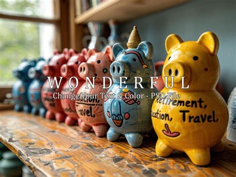 Colorful Piggy Banks With Goals Written On Them Premium Ai Generated Psd