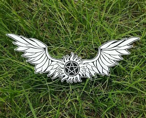 Supernatural Pentagram With Wings Angel Symbol Embroidered Iron On Sew