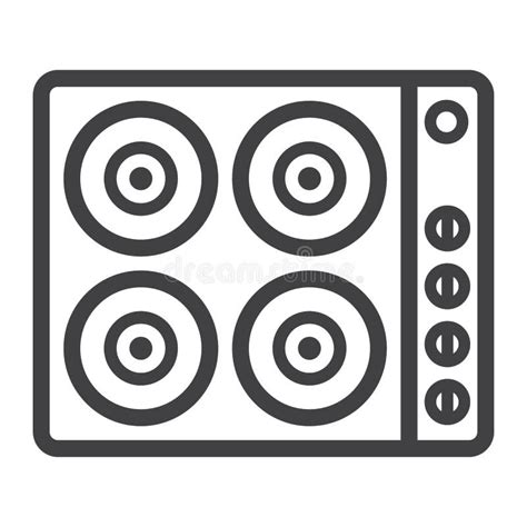 Electric Hot Plate Line Icon Outline Vector Sign Linear Style Pictogram Isolated On White