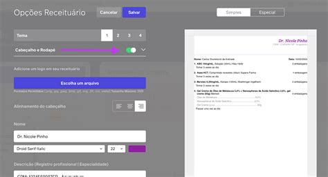 Como personalizar cabeçalho rodapé do receituário Médicos