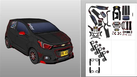 Pepakura Chevrolet Spark Gt Beat Body Kit Model In