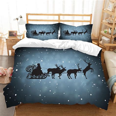 Christmas Night Snowflake 3d Printed Duvet Cover Cozy Christmas Bedding Wish