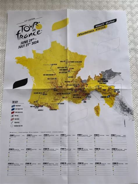 Tour De France 2024 Official Wallchart Route Map A2 Size Prefolded £3