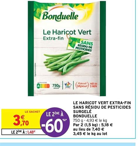 Promo Le Haricot Vert Extra FIn Sans Résidu de Pesticides Surgelé