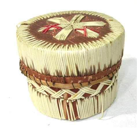 Native American Birch Bark And Porcupine Quill Box