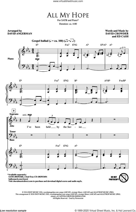 All My Hope Arr David Angerman Sheet Music For Choir Satb Soprano Alto Tenor Bass