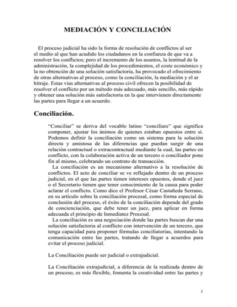 MediaciÓn Y ConciliaciÓn Conciliación