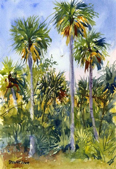 Reaching Up 10 X 7 Original Watercolor Painting Landscape Florida