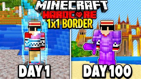 I Survived 100 Days In A 1X1 BORDER On Hardcore Minecraft YouTube