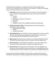 Strategies to Combat Free Radicals for Better Health | Course Hero 