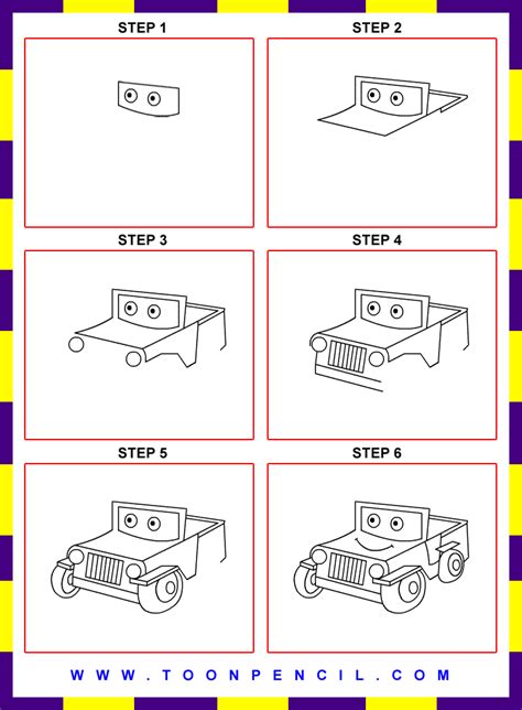 How to draw a jeep step by step