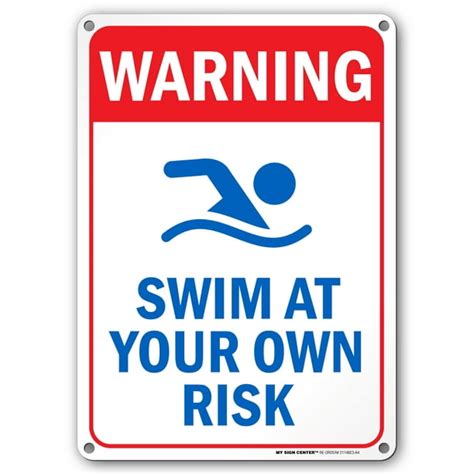 Warning Swim At Your Own Risk Swimming Pool Rules Sign 10 X 14