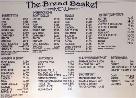 The Bread Basket Menu, Menu for The Bread Basket, Romford, London - Zomato UK