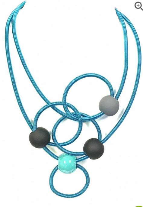 Blue and Black Beaded Necklace with Grey Balls