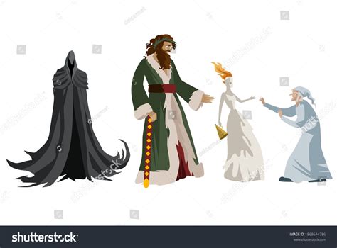 Three Ghosts Old Man Christmas Carol Stock Vector (Royalty Free ...