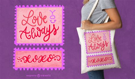 Affectionate Notes Tote Bag Design Vector Download