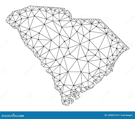 Carcasse Polygonale Mesh Vector Map De Carolina State Du Sud