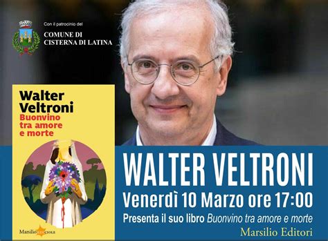 Walter Veltroni venerdì ospite a Cisterna per la presentazione del suo