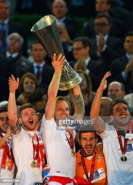 Ivan Rakitic of Sevilla lifts the Europa League trophy during the... News Photo - Getty Images