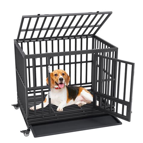 Vevor 42 Inch Heavy Duty Dog Crate Indestructible Dog Crate 3 Door