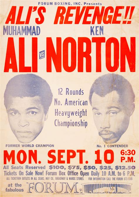 Muhammad Ali Vs Ken Norton Ii Fight Poster Ali Revenge Print