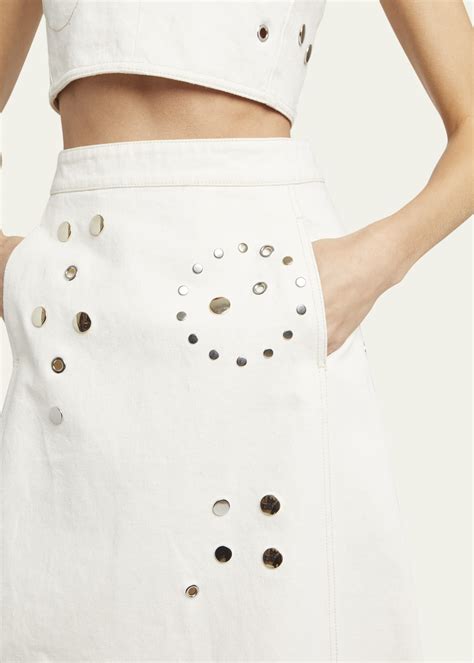 Chloe Denim Skirt With Design - Bergdorf Goodman